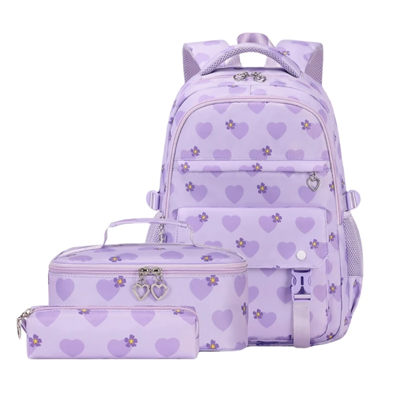 3 pçs saco escola prático mochila capacidade com estojo lápis lancheira casual mochilas trvel daypack para