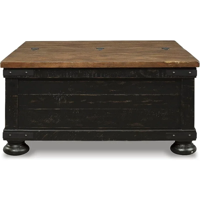 Farmhouse Lift Top Coffee Table with Storage,  Distressed Finish ，Designer Touches Include Plank Effect Styling