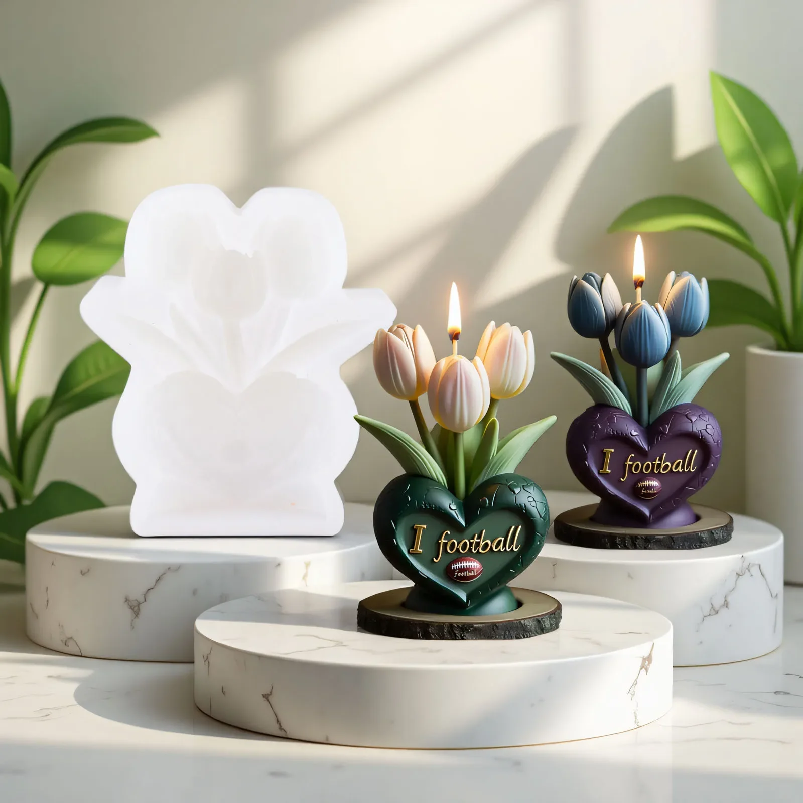 

VERIDIAN 3d Tulip Silicone Molds DIY Flower Heart Handmade Plaster Epoxy Resin Molds Home Decoration Candle Making Supplies