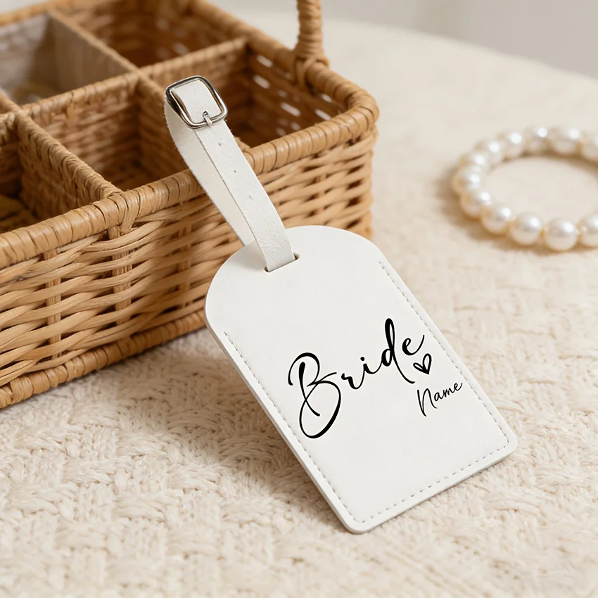 1 Custom Name Tag with Bride & Bridesmaid Design, Business Luggage Tag, Suitcase Address Tag, Luggage Boarding Tag, Name Id Address Holder, Travel Gift for Bridesmaids & Brides, Bachelorette Party Gift