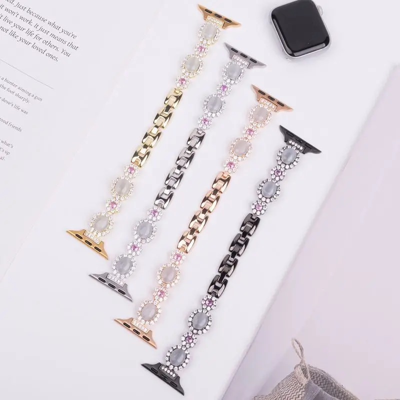 

Luxury Women Watch Straps For Apple Watch S10 Ultra Diamond Watchband for Apple Watch Strap 40mm 44 45 38 41 42 46 49mm Bracelet