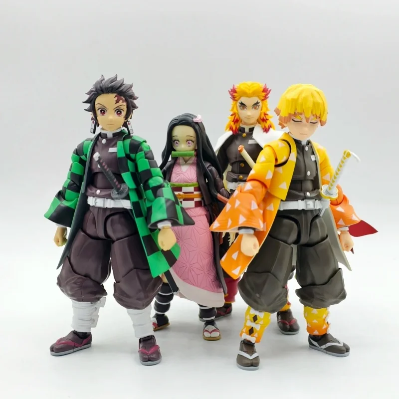 

Figma Anime Action Figure Set - Zenitsu Agatsuma Kamado Tanjiro Nezuko & Kyojuro Rengoku Collectible Models with Moveable Joints