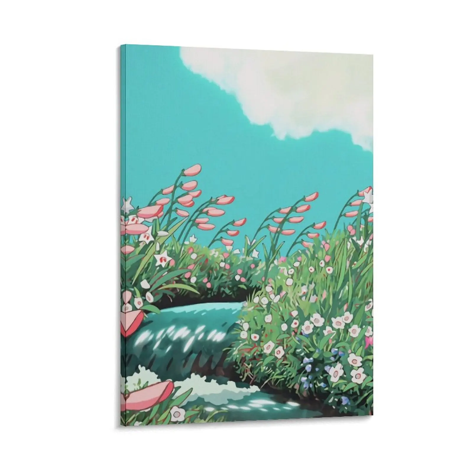 

Anime Flowers in the river Scenery Canvas Painting cute room decor decorations for the room Decoration for bedroom painting