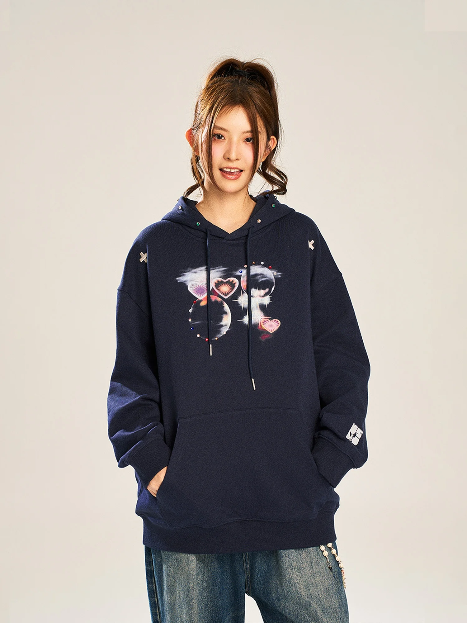 

NSTNEW START Sprouting Plan "Dr Bubble" Trendy ex Oversized Hoodie Casual All-Match Long Sve Cotton Sweatirt