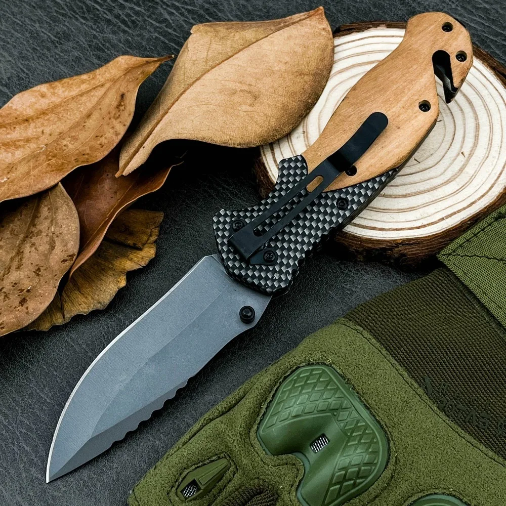 

Складной нож для активного отдыха, легкий и прочный, с лезвием из стали 5Cr13Mov, рукоять из оливкового дерева, карманный нож для выживания