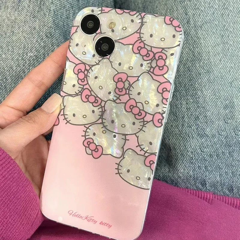 Sanrio Hello Kitty IPhone Mobile Phone Case Cute Cartoon Pink IPhone 7 8 Plus 15 14 12 13 11 Pro Max Anime Cases Christmas Gifts