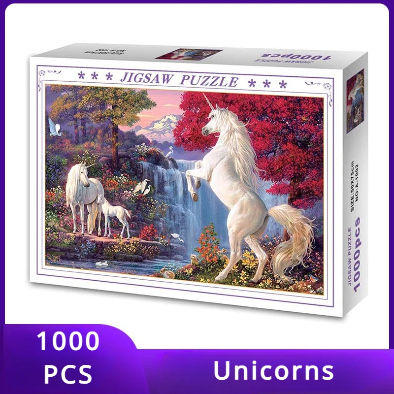 75*50cm Paper Jigsaw Puzzle 1000PCS Unicorns Animals Adults Stress Relief Children Educational Entertainment Toys Christmas Gift