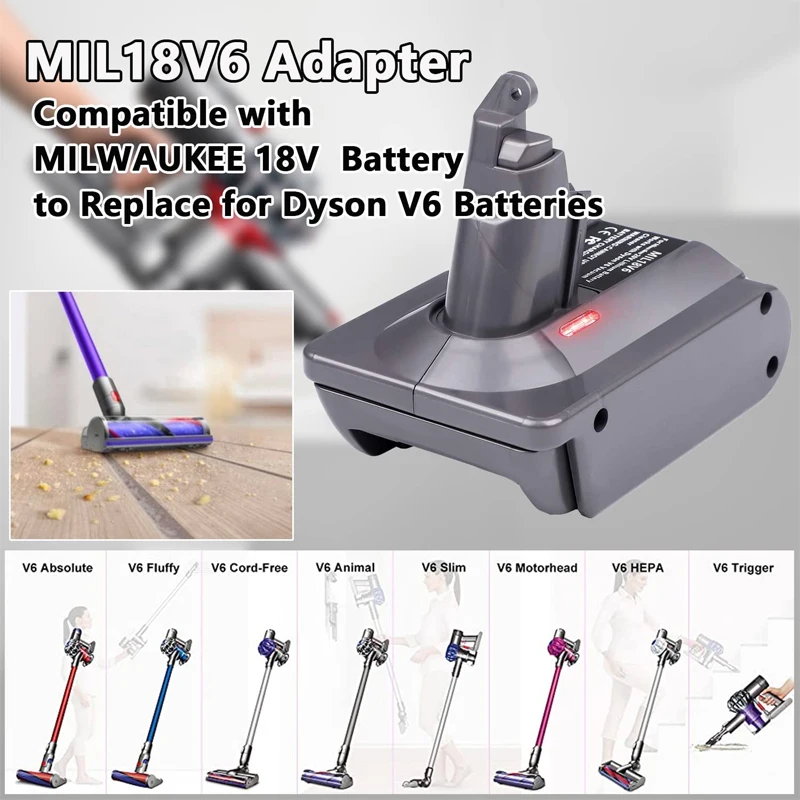 2022 Brand New MIL18V6/V7V8 Battery Adapter For Milwaukees 18V Li-ion Battery To For Dyson V6 V7 V8 Vacuum Cleaner the Adapters