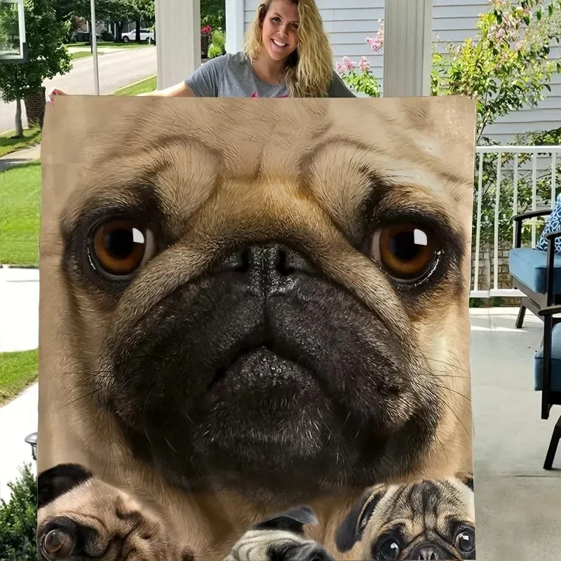 Cute and Funny Pug Print Blanke Get Well Gift Healing Thoughts Positive Energy Love and Hope Fluffy for Bed Sofa Blankets