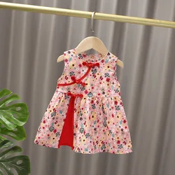 2024 New Baby Princess Dress One Year Old Children's Dress Summer Dress Chinese Style Qipao Girls Summer Dress