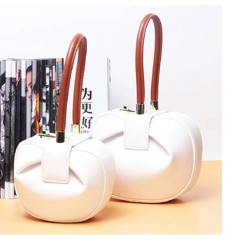 VIELINE New Fashion Women Wonton Bucket Bag  One-Handle Bag Small Round Handbag Underarm Bag