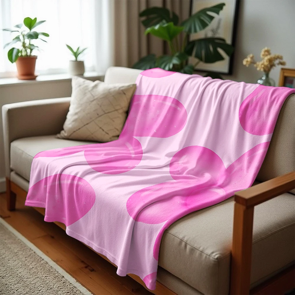 Glossy Inflatable Pink Flower Cartoon Anime Print Flannel Blanket Soft Warm Throw for Kids Bedroom Sofa Christmas Office Car