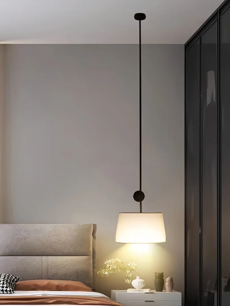 Nordic light luxury long pole cloth covered wall lamp, background wall, villa, hotel room, corridor, aisle, bedside lamp