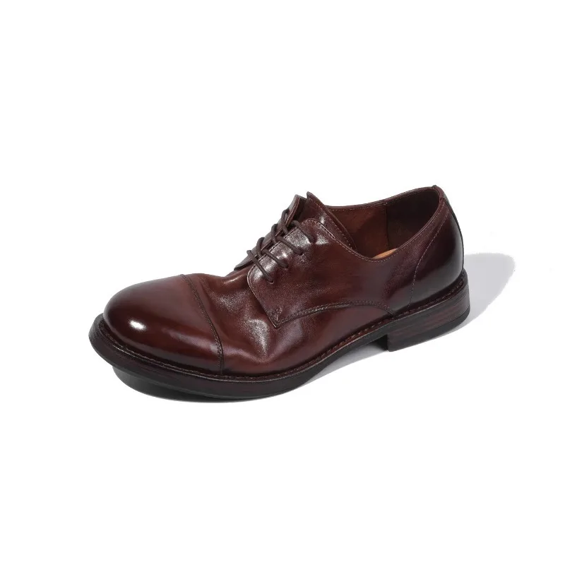 

British Style Derby Shoes Men's Luxury Genuine Leather Business Dress Work Commuting Handmade Casual Office Oxford Shoes Male