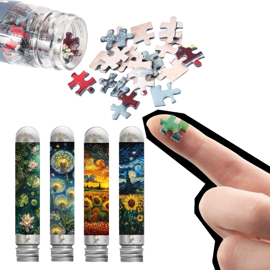 4 Zestawy Mini Układanki w Probówkach dla Dorosłych, Kwiaty, Gra Edukacyjna, Prezent na Halloween, Święto Dziękczynienia, Boże Narodzenie, Nowy Rok, Rocznice