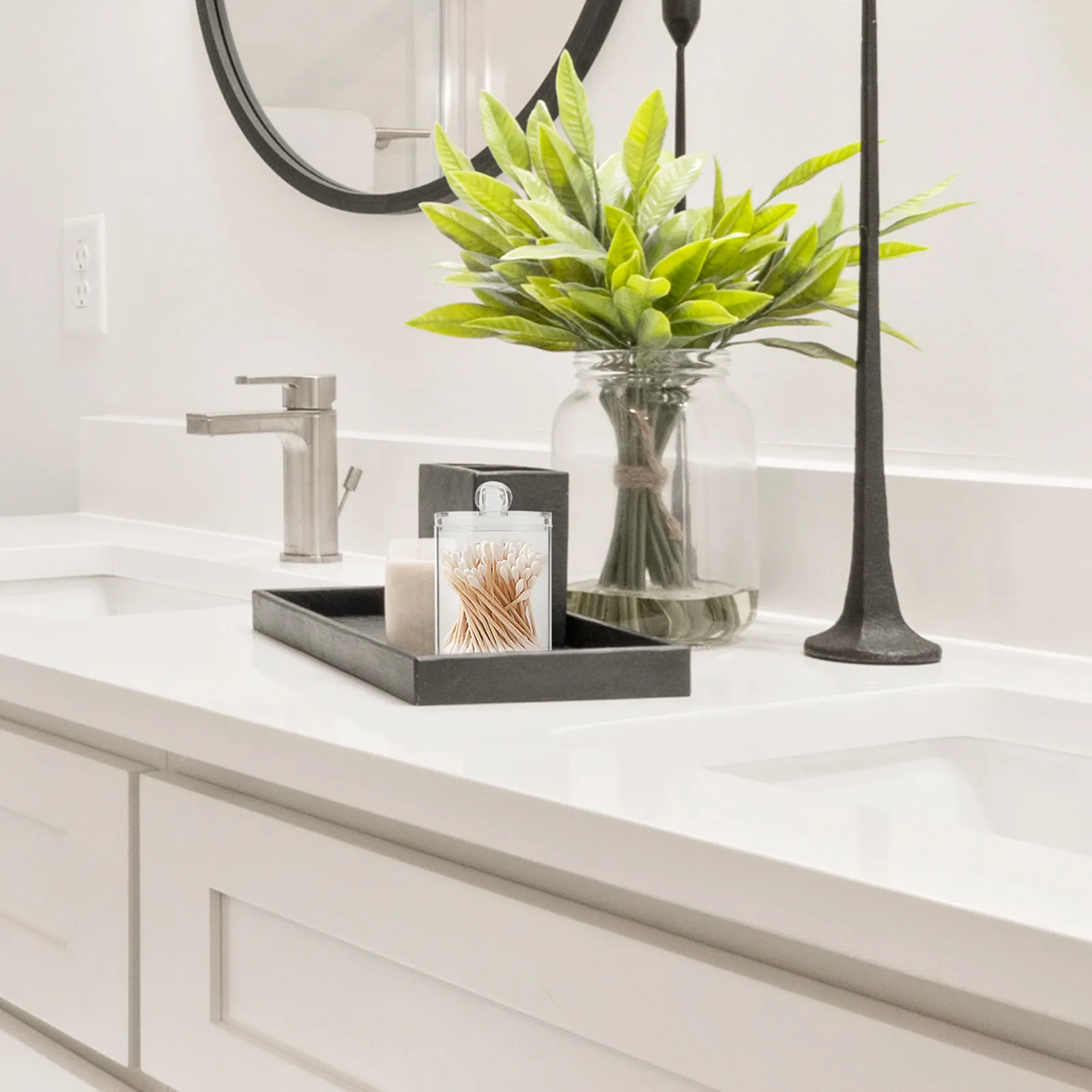 

Набор из 4-х пластиковых баночек для ватных палочек и дисков с крышками, большой емкости, для хранения в ванной комнате