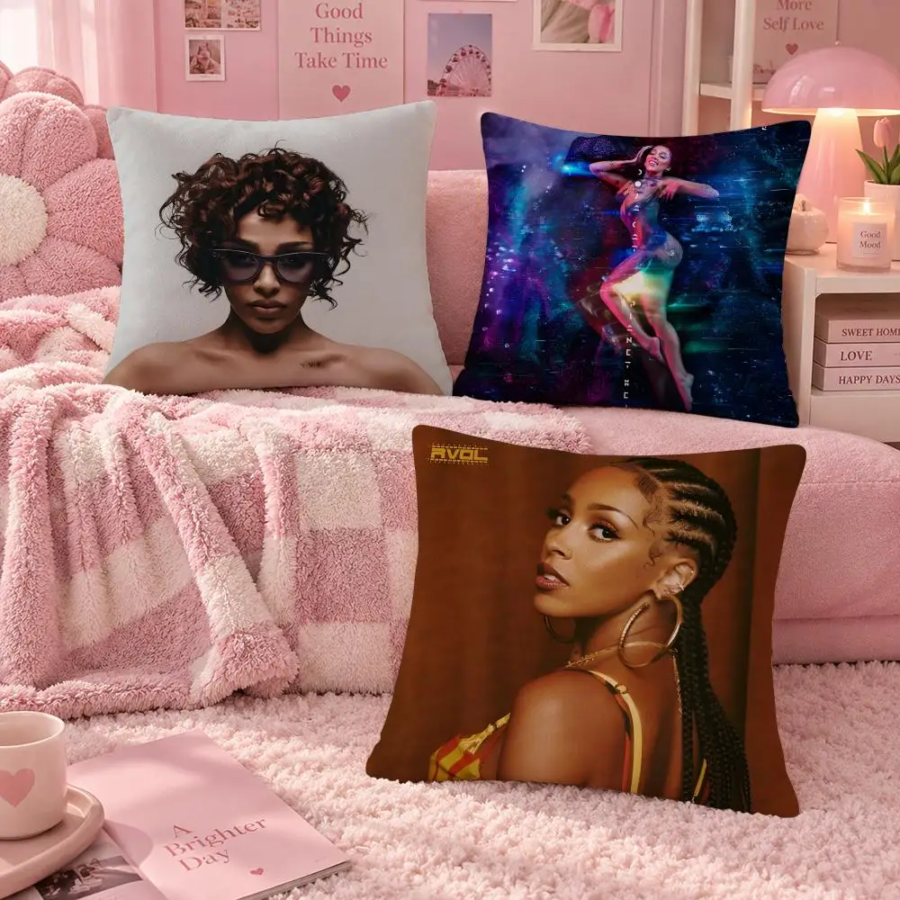 Singer Rap Pop Doja Cat Cushion Cover Soft Throw Pillow Cover Washable Plush Cushion Case for Sofa Bed Living Room