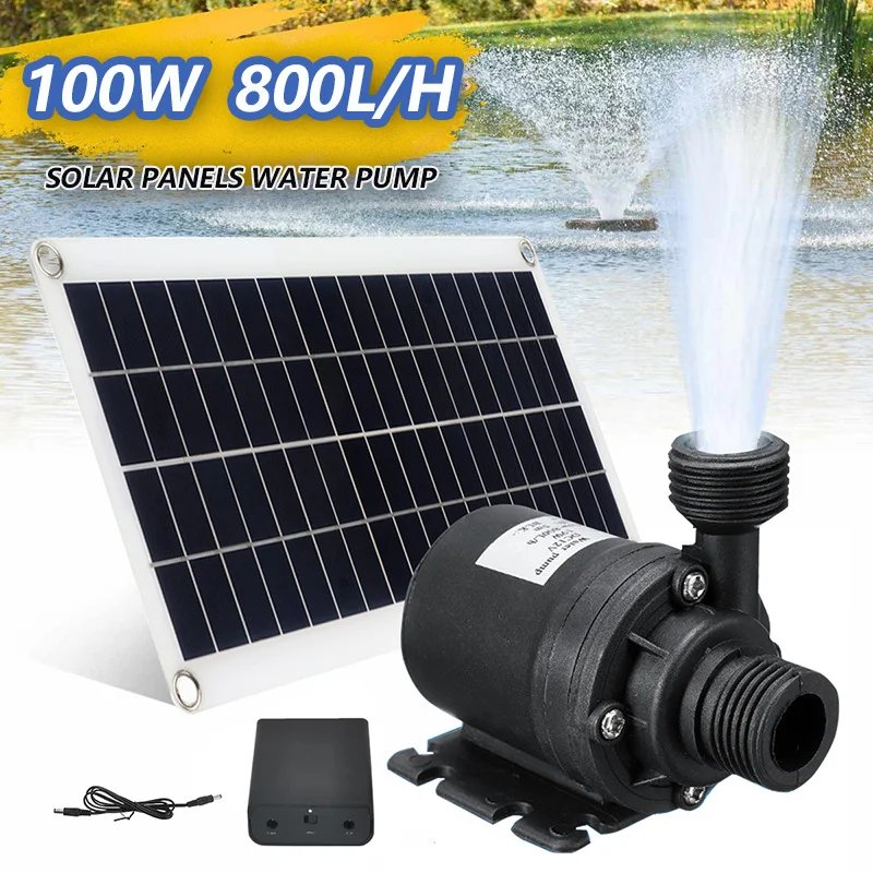 100W 800L/H Solar Panel Power Bank WaterPump Set Ultra-quiet Submersible Water Pump Motory Fish Pond Garden Fountain Decoration