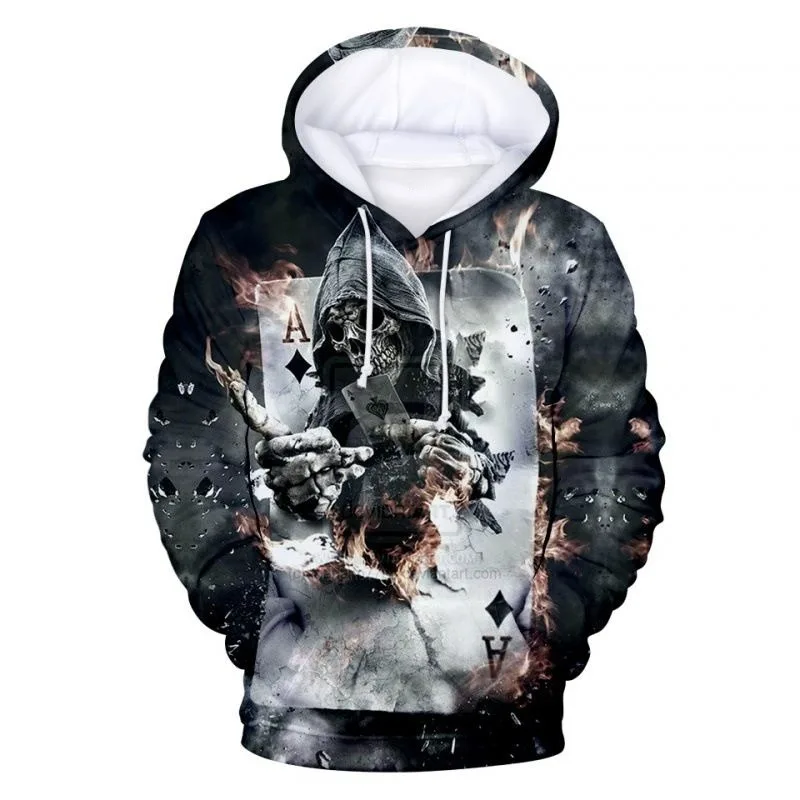 

2023 New Men's autumn Hoodie 3D Printing Skull Pattern Hoodie Fashion Daily Casual Sweatshirt Pocket Pullover Men's clothing