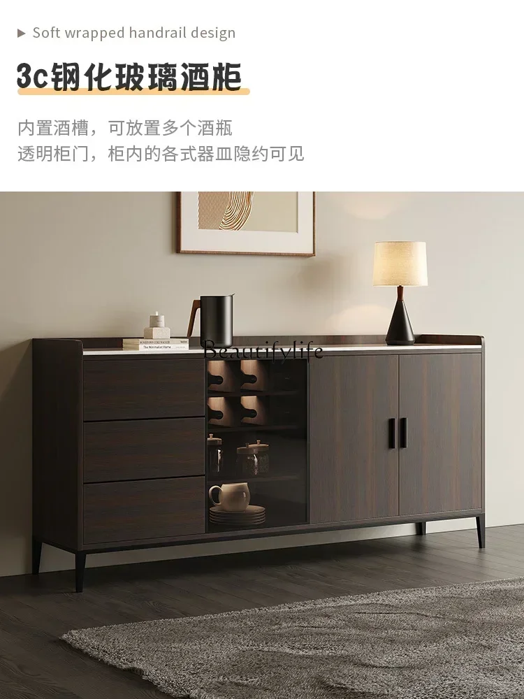

ld14Italian rock slab dining side cabinet solid wood disinfection tea bar machine integrated multi-functional locker