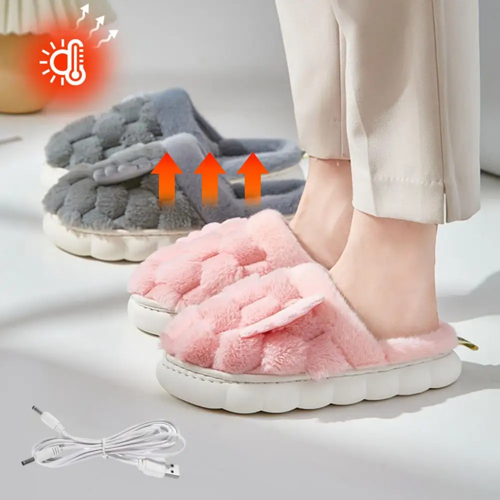 Shoes Usb Slippers for Couples Winter Foot Warmer Shoes with Electric Heating Plush Slippers for Men Women Washable Slippers