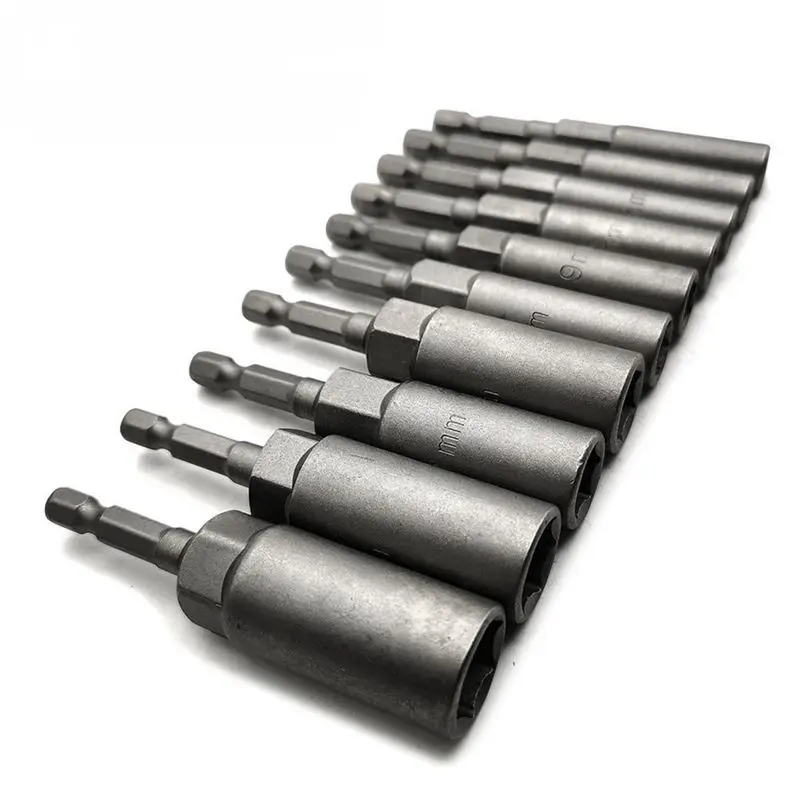 B03C-20Pcs 5.5Mm-14Mm Hex Socket Sleeve Nozzles Nut Driver Set For Power Drills Impact Drivers Power Screwdriver Handle Tools