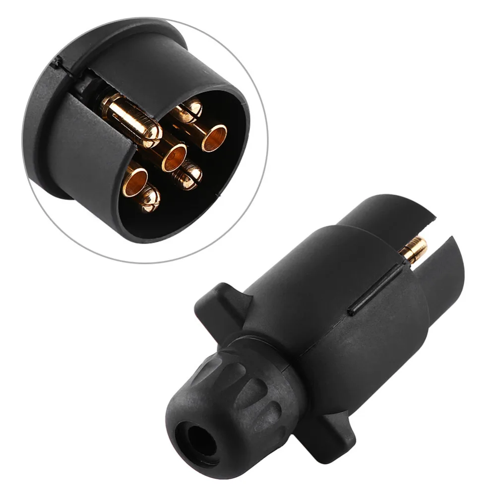 12V 7 Pin Electric Trailer Plug Car-Styling N-Type Plastic 7-Pole Wiring Connector Trailer Adapter Black Caravan Truck Plug