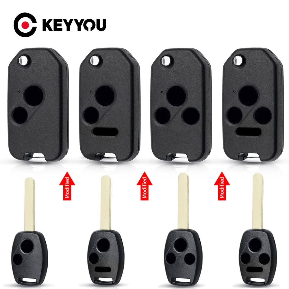 

KEYYOU 10Pcs Modified 3 Buttons Folding Flip Remote Key Shell Cover For Honda Accord Insight CRV Civic Odyssey Pilot Ridgeline