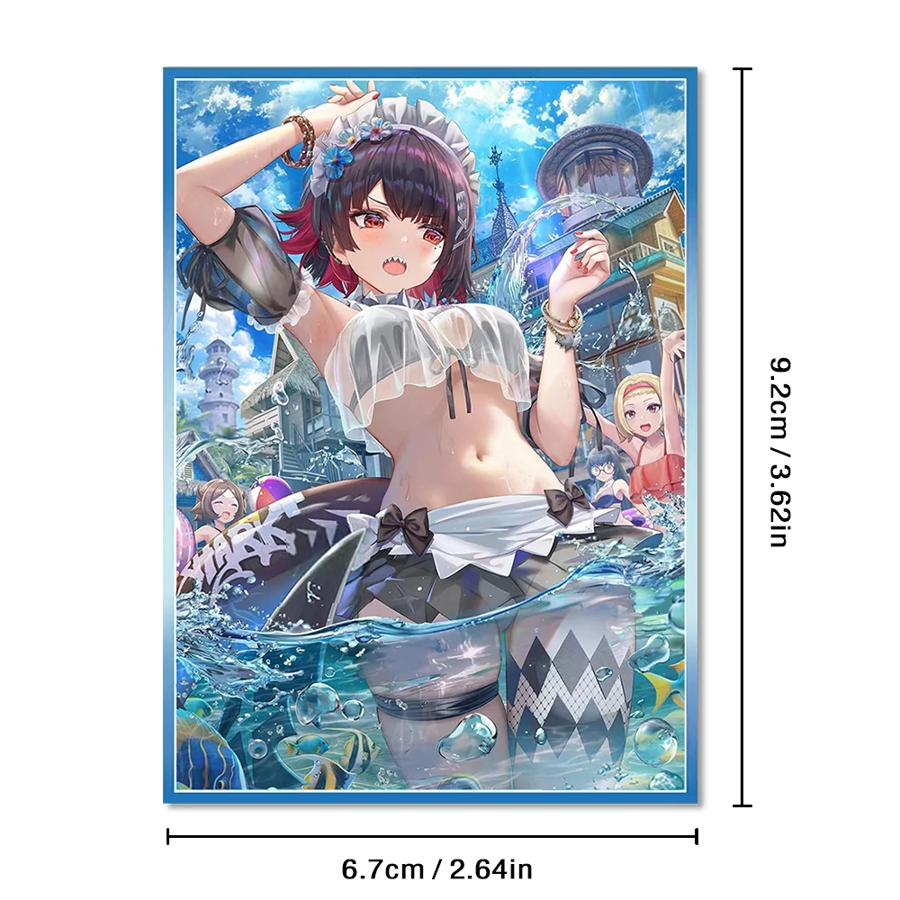 60PCS 67X92mm Holographic Card Sleeves Anime Swimsuit Elaine Card Protector used for MGT/PTCG Standard size trading cards