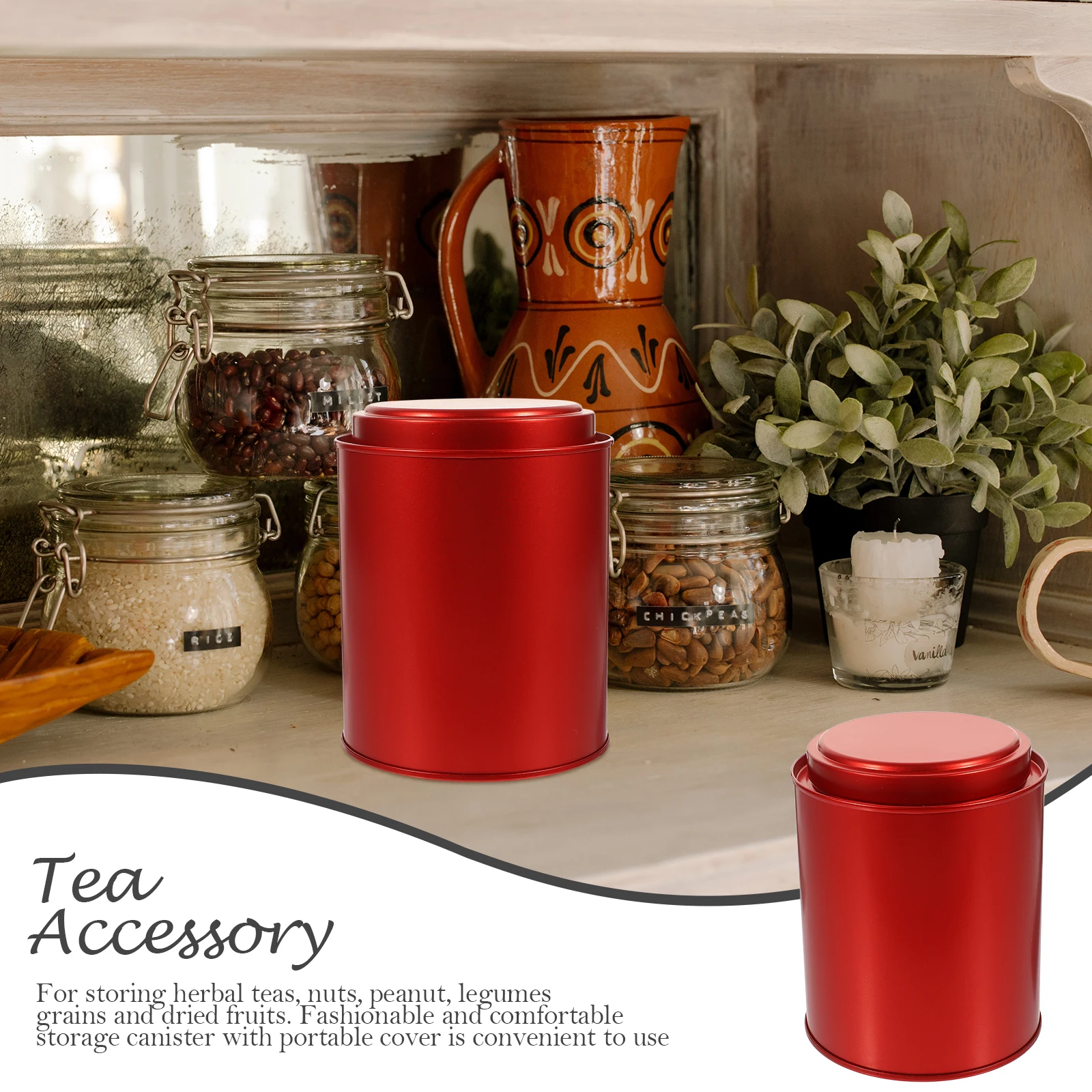 

Tea Canister Small Blue Tinplate Storage Container Sealing Multi function Desktop Kitchen Accessory Jar