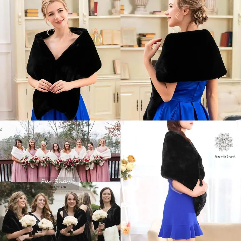 

Элегантные женские шали из искусственного меха — идеально подходят для свадеб, зимних мероприятий и подарков подружке невесты.