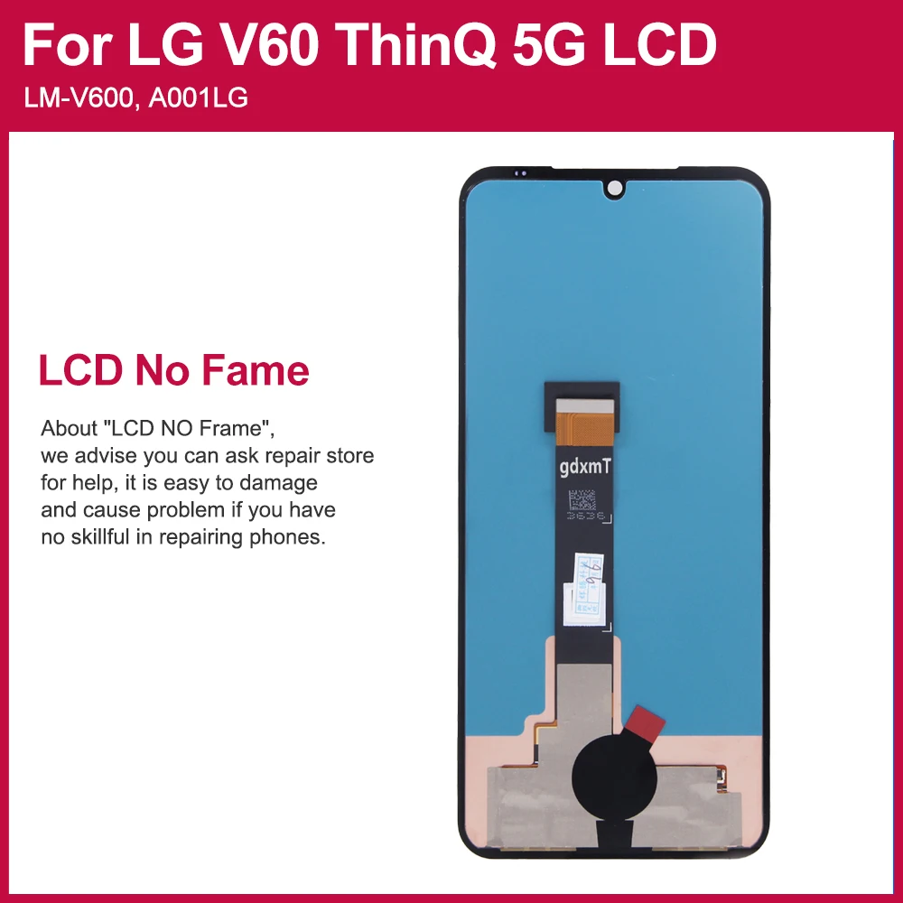 AMOLED For LG V60 LCD Display Touch Screen Digitizer Assembly For LG V60 ThinQ 5G LM-V600 LCD Display Replacement Parts