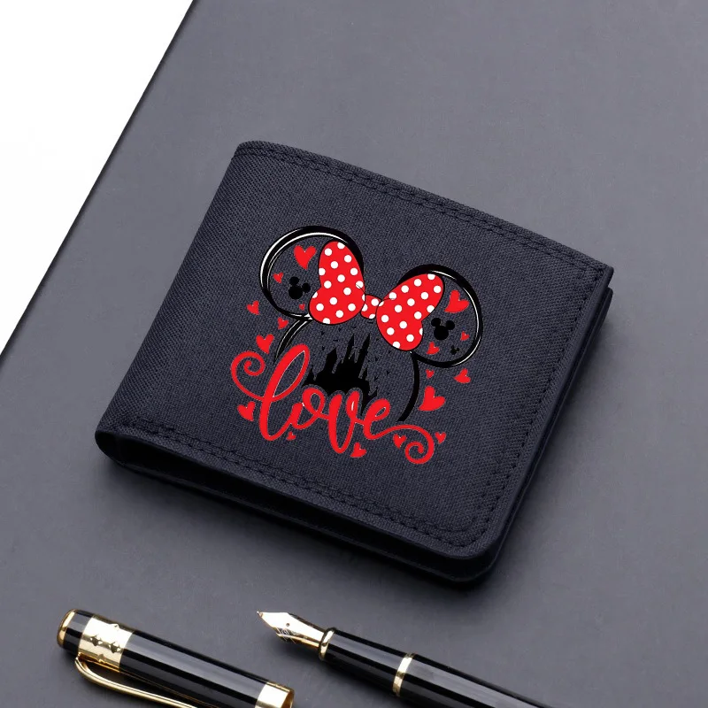 Mickey Minnie Mouse Wallet Women Men Coin Purse Card Holder Portable Small Canvas  Storage Bag Credit Card Case Bag Hand Wallet