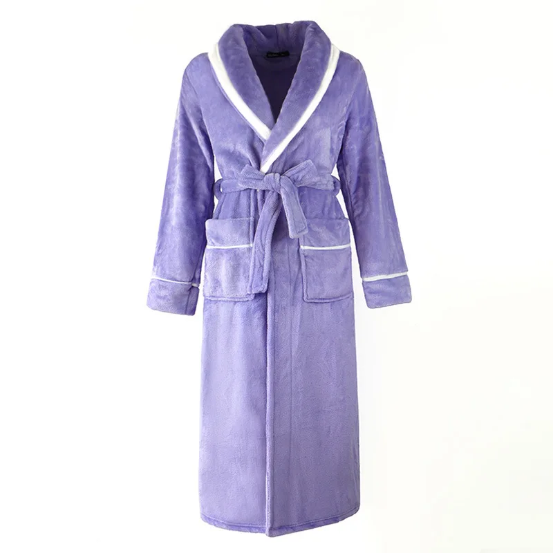 Warm Flannel Bathrobe Gown Loungewear Winter Sleepwear for Women Loose Kimono Peignoirs Men Nightwear Winter Autumn Home Clothes