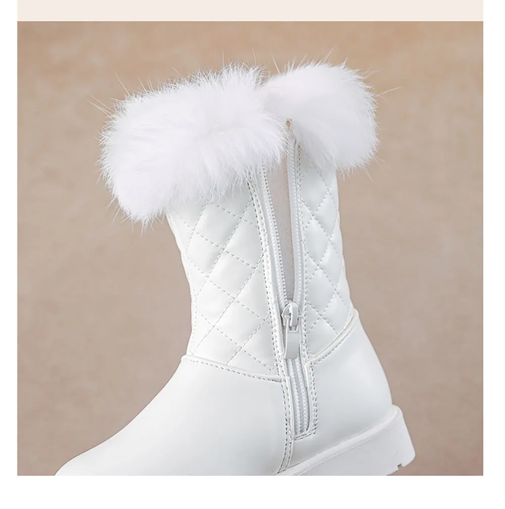 Korean Style Plush Boots For Girls Thick Warm Faux Fur Girl\'s Snow Boots 2024 Trend Fashion Teenager Girl\'s Cotton Shoes