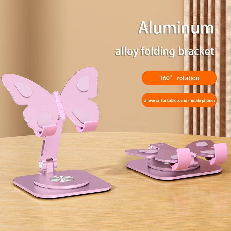 

Aluminum Alloy Butterfly Phone Stand Foldable 360 Degree Rotating Adjustable Portable Stand For Desk Tablet And Smartphone 2025