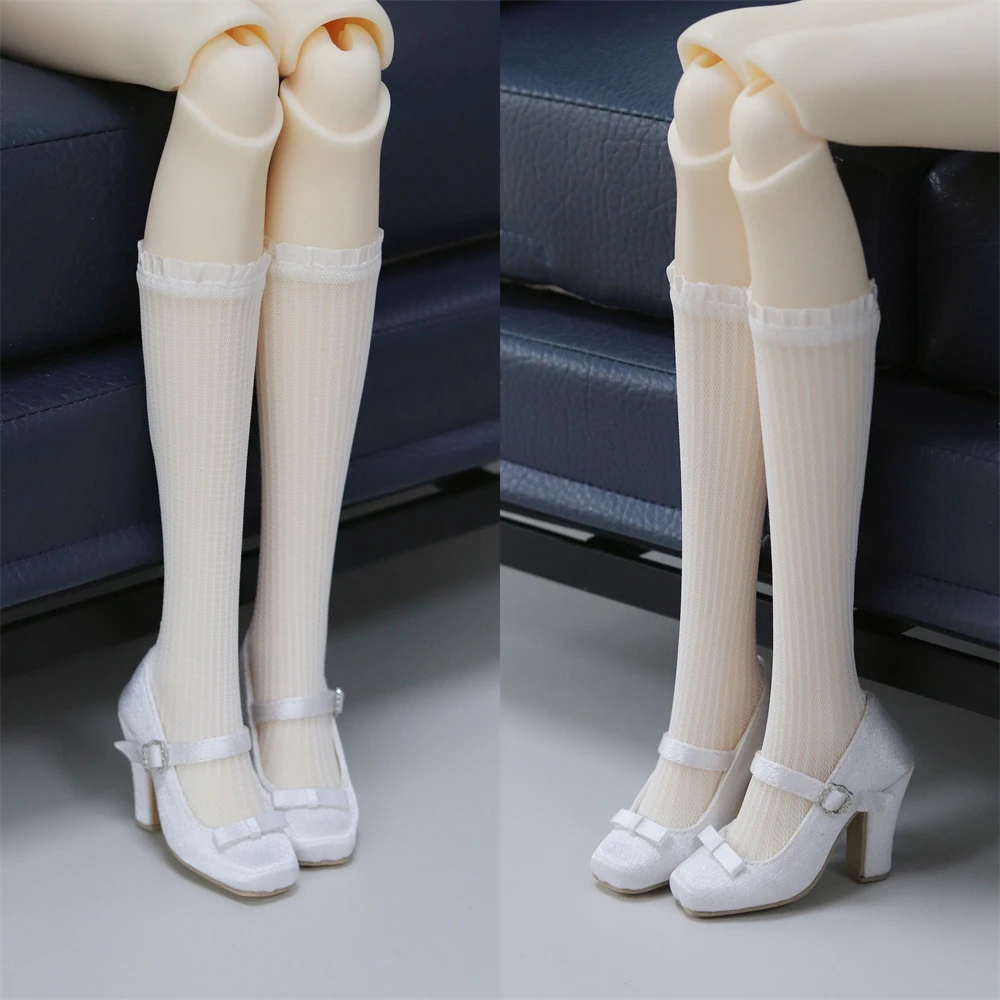 BJD Doll Shoes 1/3 DD/SDGR Elegant Bow Square Toe Simple Real Stain Toy Black Blue Pink Single Buckle High Heel Doll Accessories