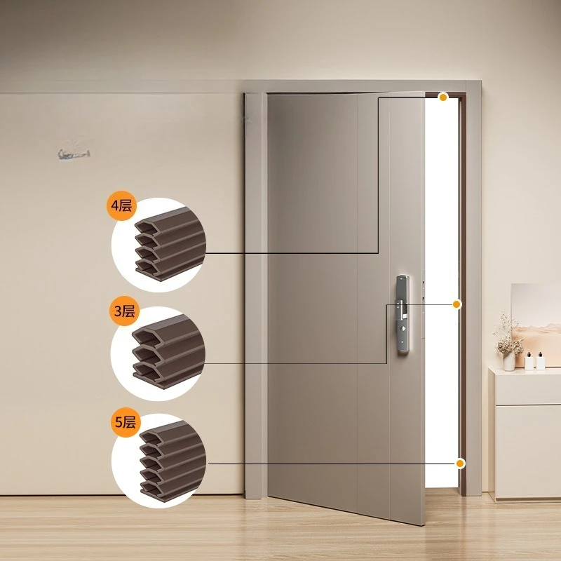 6M TPE Adjustable Size Sealing Strip Self-adhesive Insulation Soundproof Door Window Gap Weather Stripping Multi-layer Seal