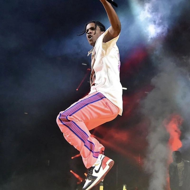 

Needles AWGE Fluorescent Red Embroidery Long Pants Spor Retro Hip Hop Trendy Youthful Polyester Casual Trousers