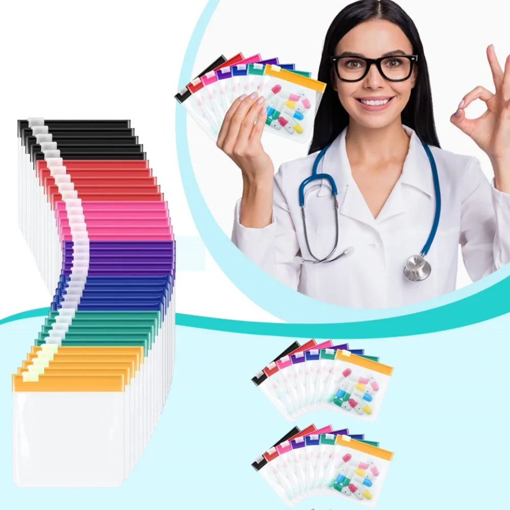 

35 шт. многоразовых самозакрывающихся пакетов для таблеток, органайзер для лекарств в дорогу, маленькие пакеты с застежкой-слайдером для медикаментов, украшений