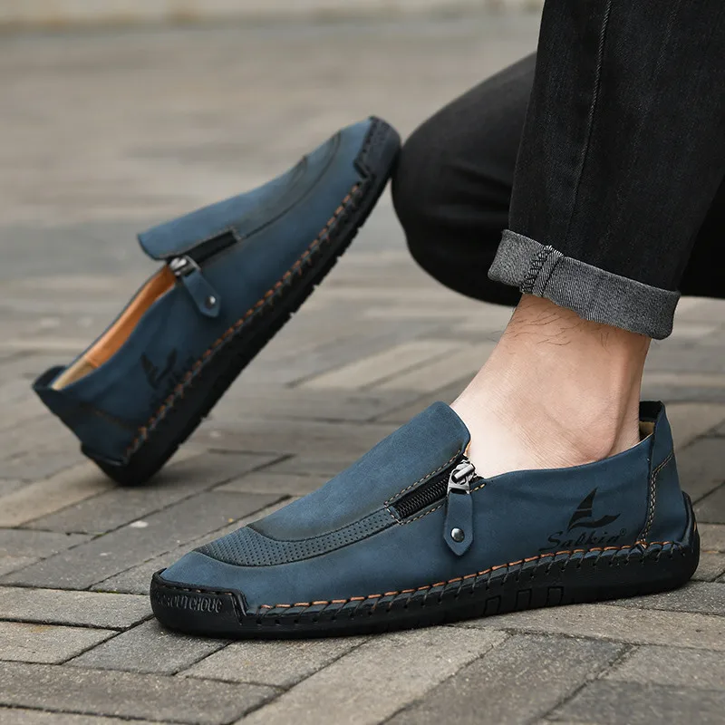 Lente Zomer Witte Mannen Retro Schoenen Maat 38-48 Ademend Lederen Loafers Mannen Slip-On Casual schoenen Voor Mannen Mocasines De Hombre