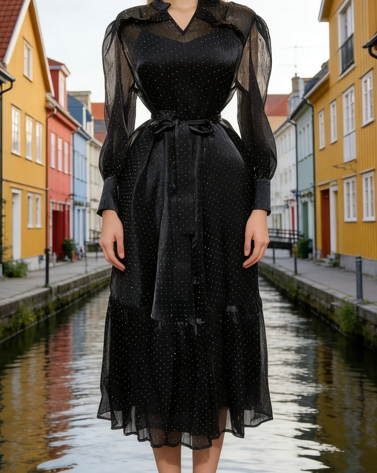 High-end, luxe, niche-geborduurde, geborduurde vissenstaart, transparante mesh-mouwen, elegante avondjurk-GZXXX471