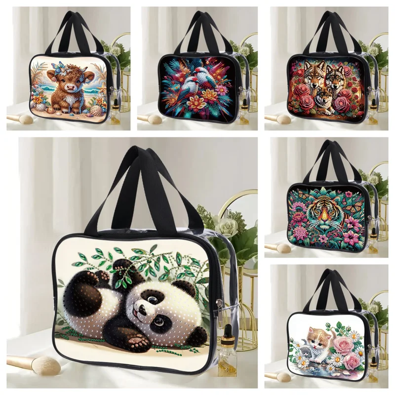 Kosmetiktasche Tiermuster Diamantmalerei PVC transparent für Damen