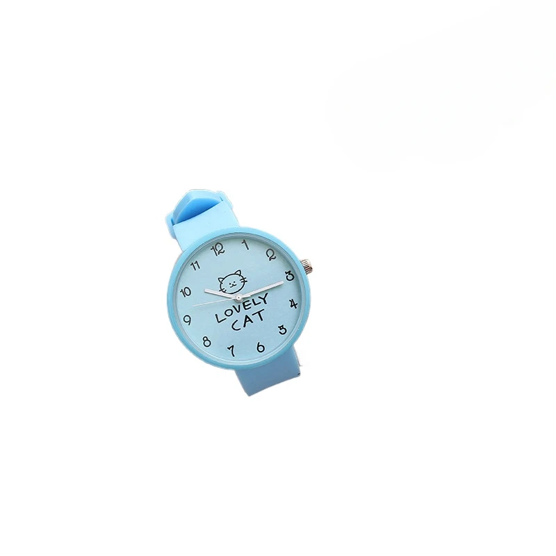 Cartoon Cat Quartz Watch, Silicone Strap, Dial Liga, Relógio Multicolor, Relógio de pulso para senhoras, estudantes, meninas