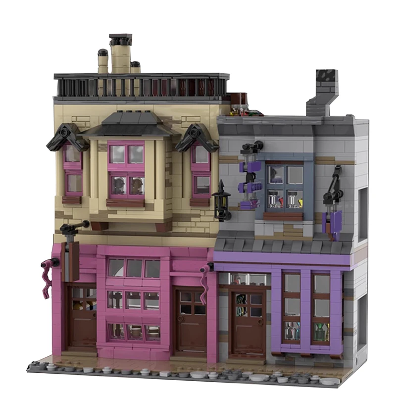 Bricklink Magic Movie Diagon Alley Sweet Shop Apothecary Shop and Eeylops Owl Emporium City House Set Building Blocks Toys Gift