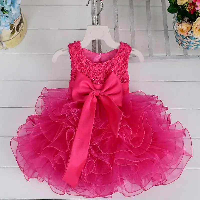 2022 Sale Vestidos Mujer Fluffy 3 Layer Flower Girl Dress Baby Girls Princess Party Sleeveless Wedding Pageant Costumes Clothes