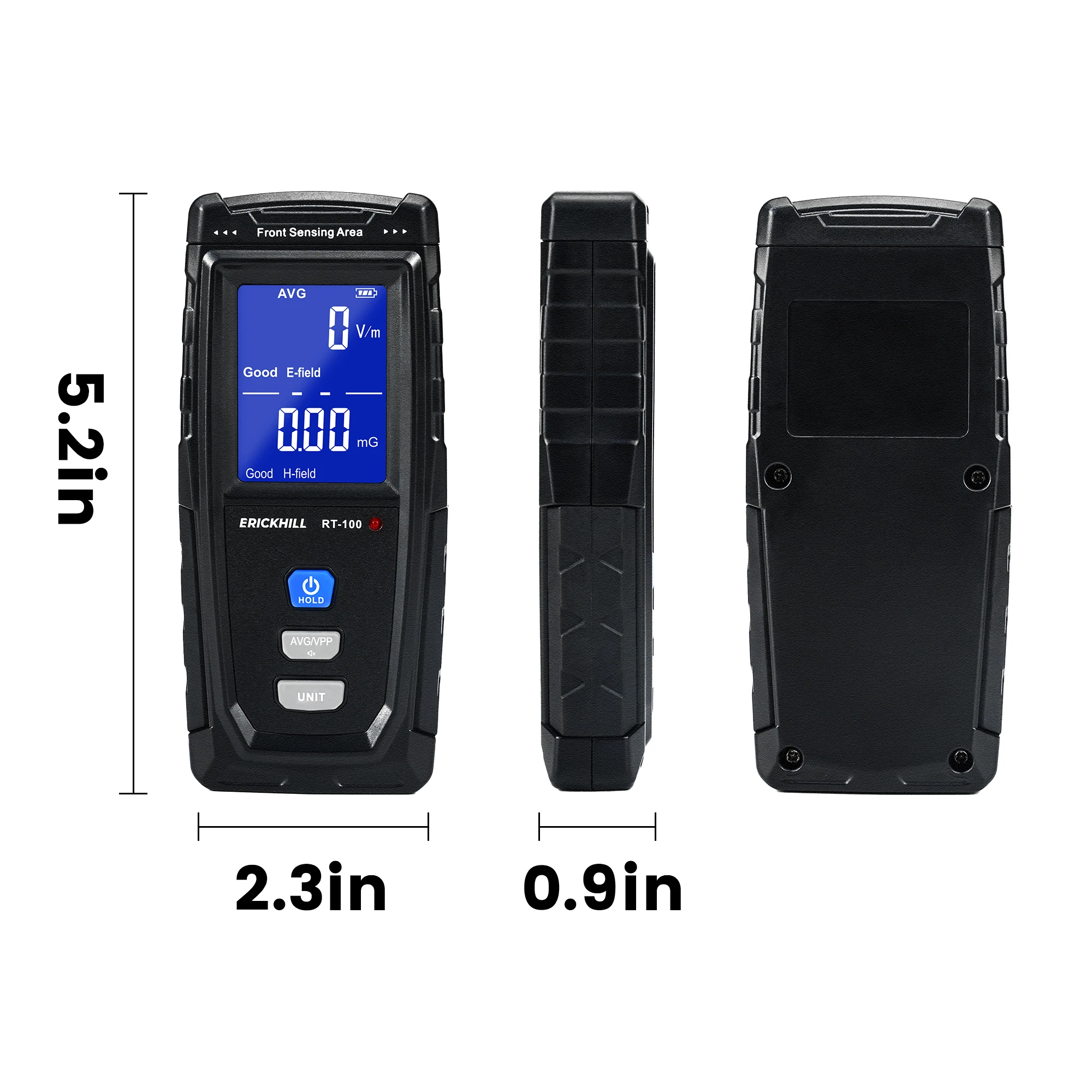 RT-100 EMF meter, Rechargeable Digital Electromagnetic Field Radiation Detector Handheld Digital LCD EMF Detector