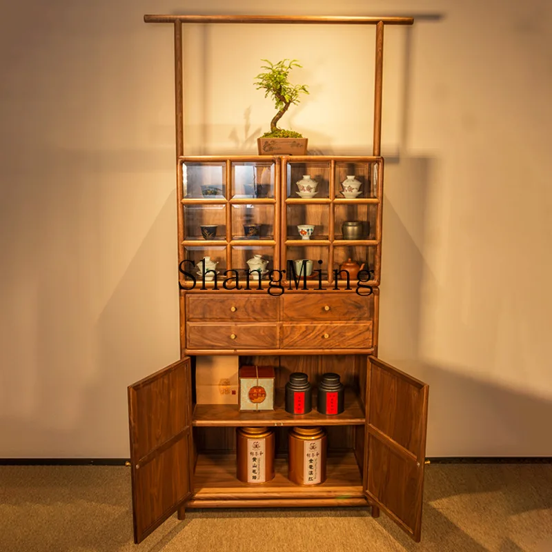 CL  solid wood modern Chinese simple tea room balcony cabinet rack storage cabinet