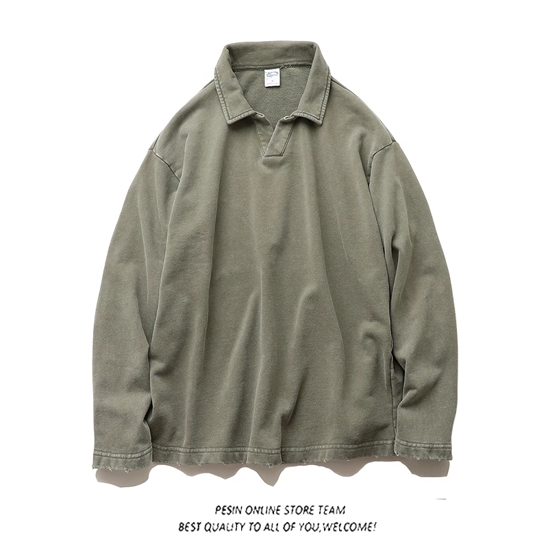 

Cleanfit American Retro Weathered Long Sve T-irt Loose Casual irt Cotton Breathable Men's Autumn Faion