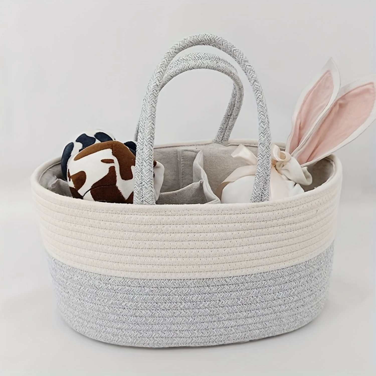 1pc Multifunctional Travel Diaper Bag, Cotton Rope Mommy Bag - Portable Diaper Basket for On-the-Go Needs Rabbit house Hedgehog